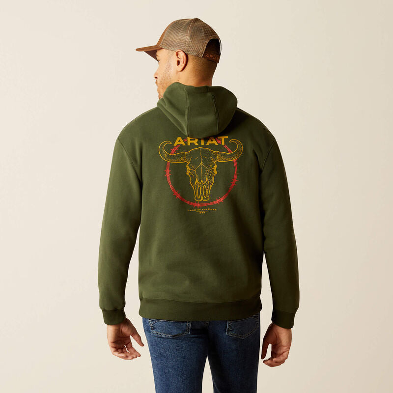 Ariat Barbwire Skull Hoodie Dark Green - 2461