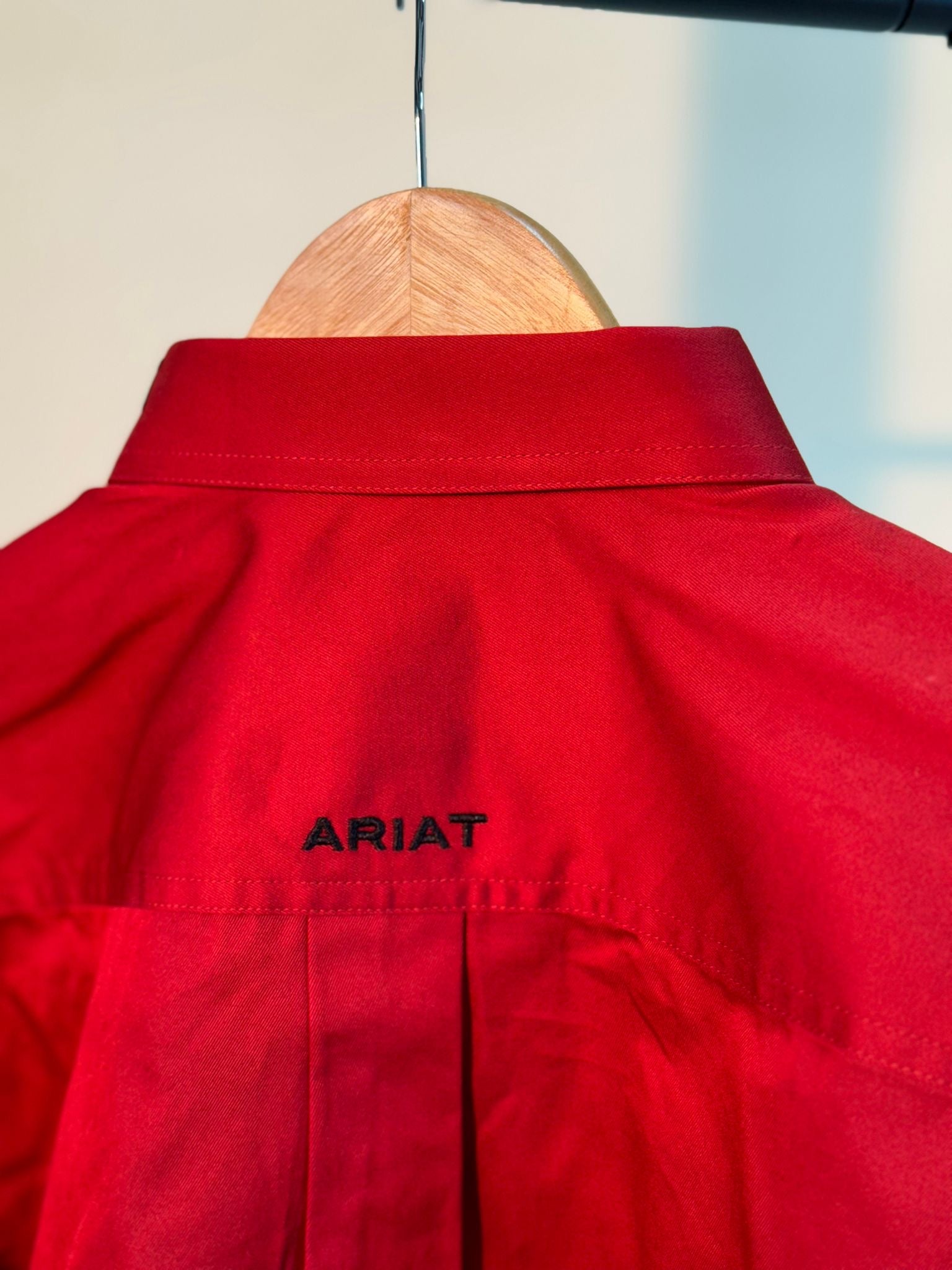 ARIAT TEAM LOGO TWILL RED CLASSIC FIT LONG SLEEVE SHIRT 10048809
