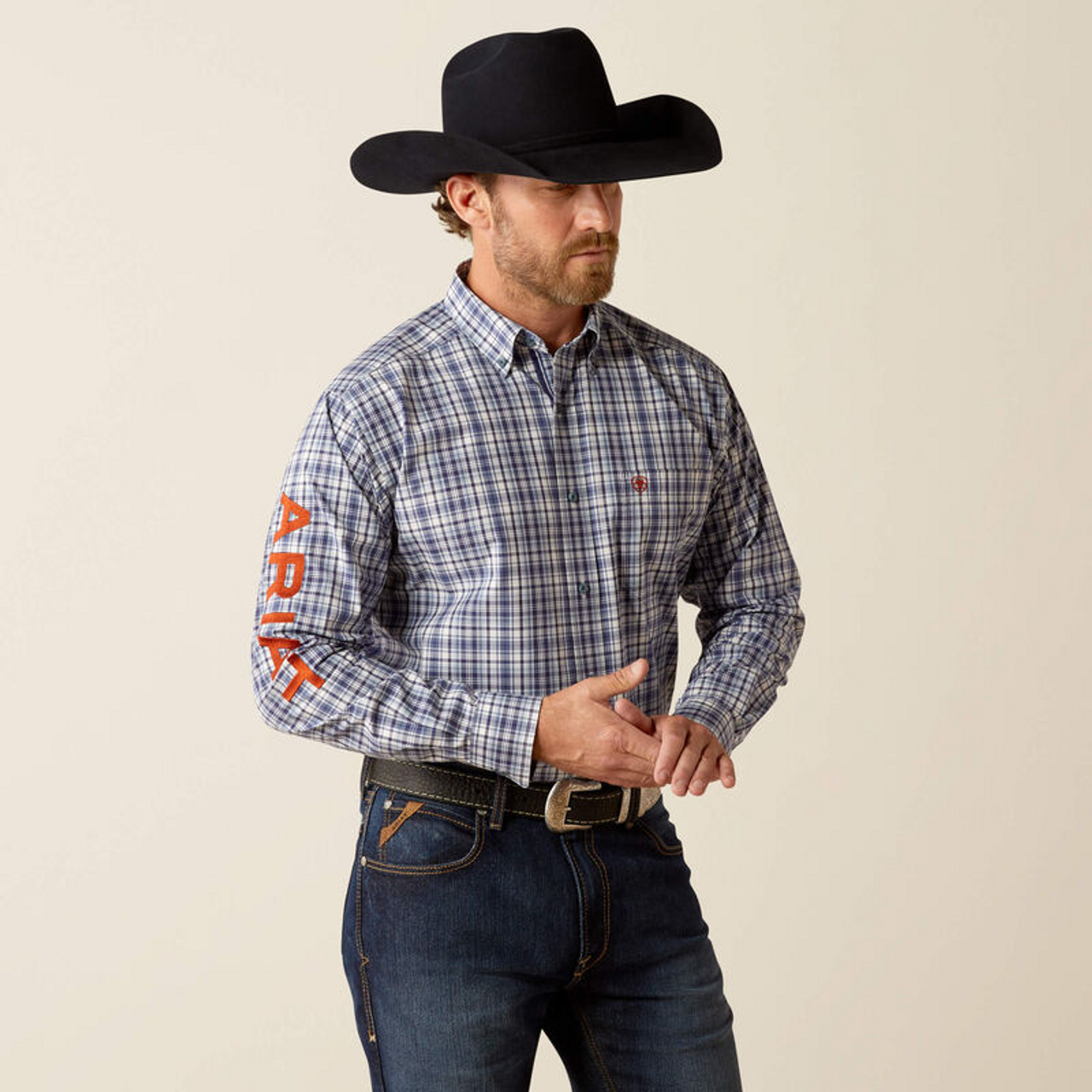 Ariat Pro Team Orion Long Sleeve Navy/Orange Classic Fit- 4059