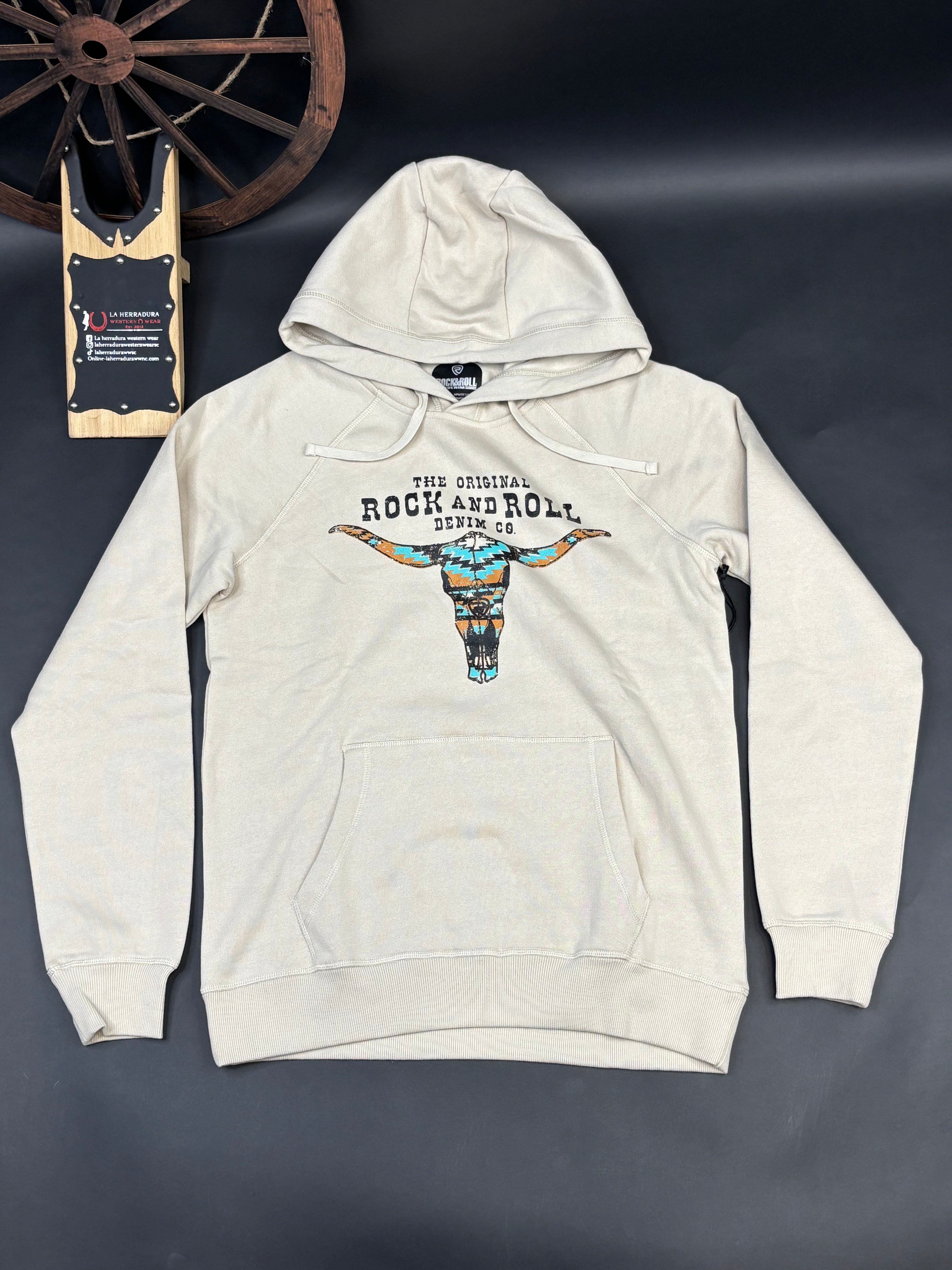 ROCK & ROLL KHAKI GRAPHIC HOODIE