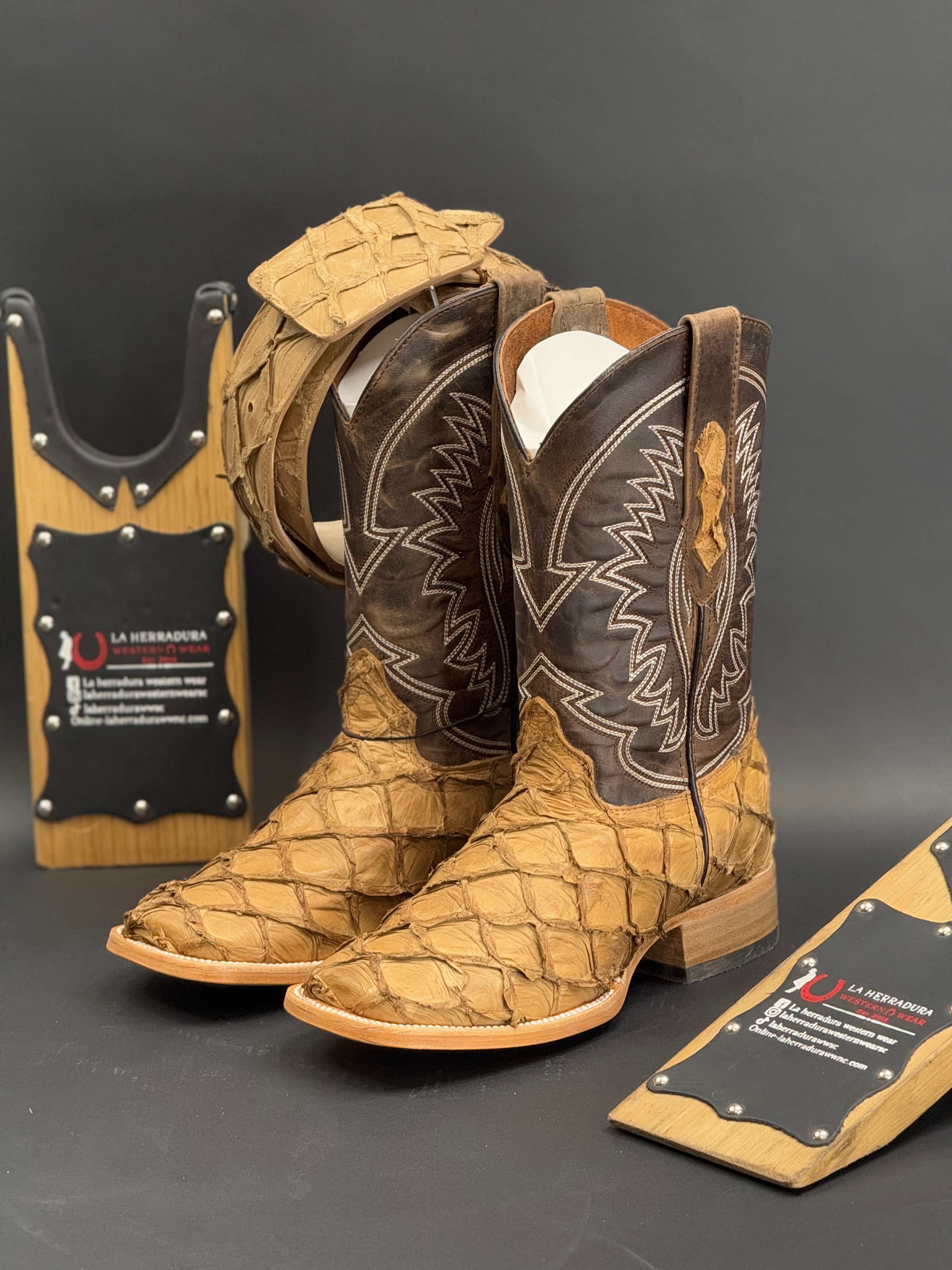 HERRADURA EXOTIC CAMEL OFF SA MIEL SOLAR FISH BOOTS