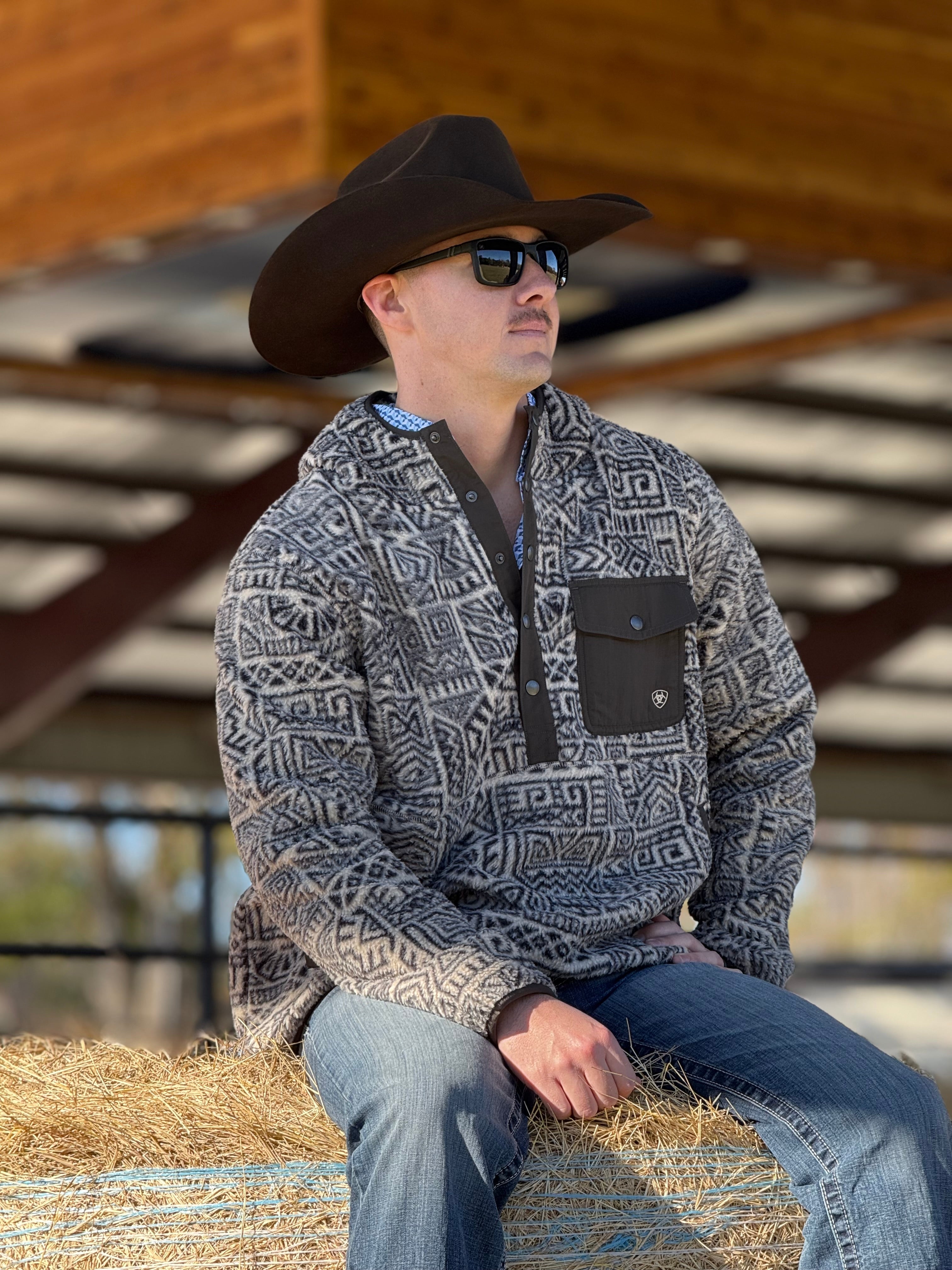 ARIAT LIGHT BRINDLE POLAR BEAR FLEECE HOOD-2995