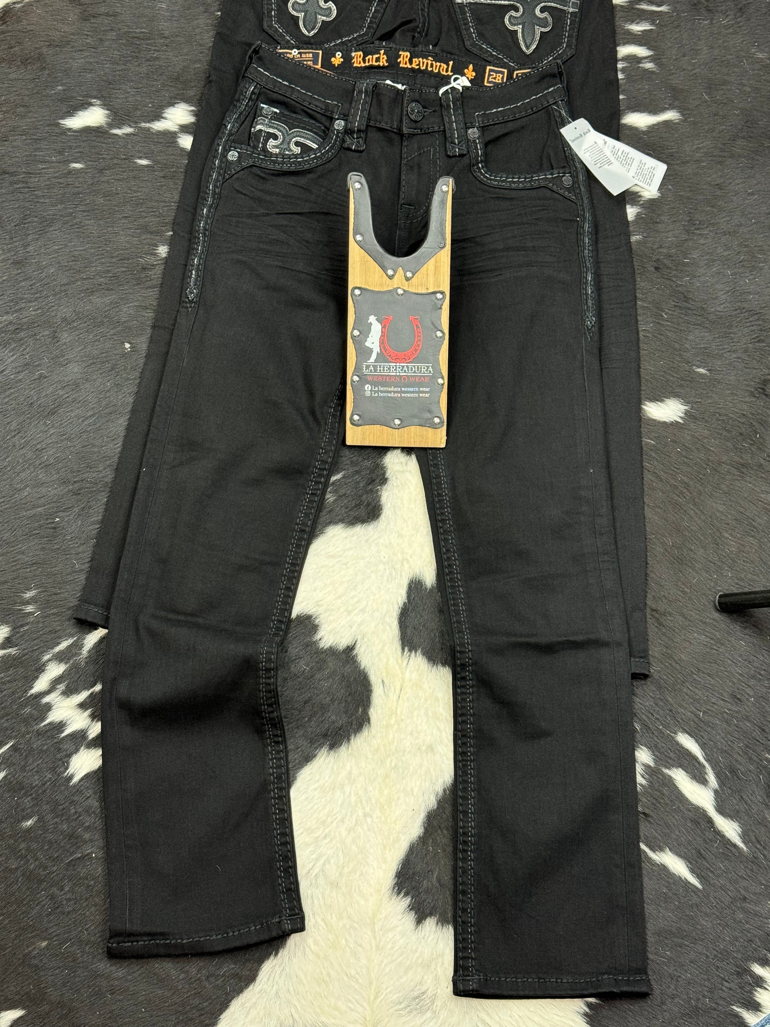 Revival Mens Black Jeans Justinn Straight