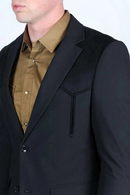 PLATINI WESTERN SUIT COAT WHIT SUEDE YOKES AND ELBOW PATCHES- WST9747