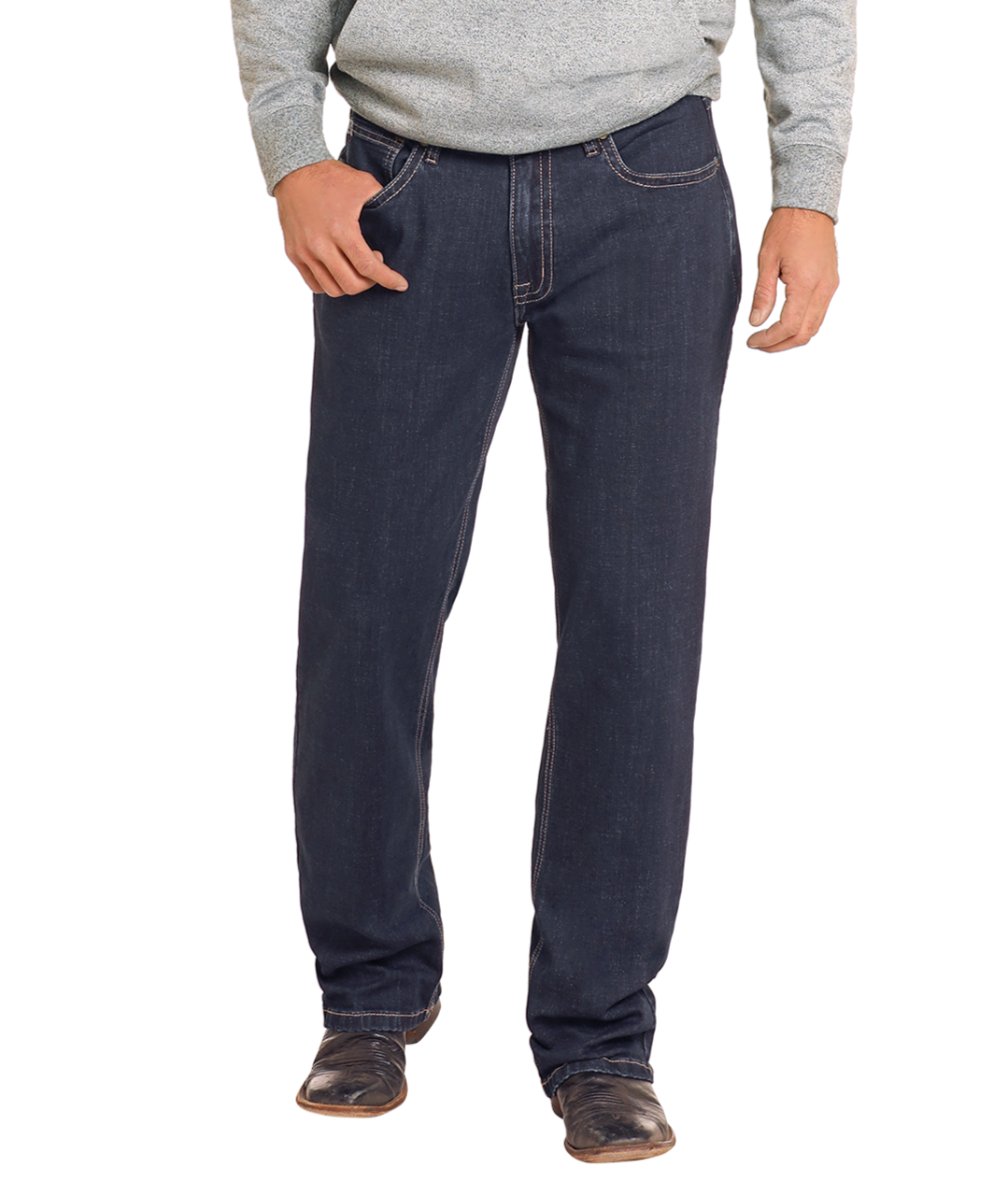 HOOEY  ROCK&ROLLRELAXED FIT STACKABLE BOOTCUT JEANS - DARK WASH