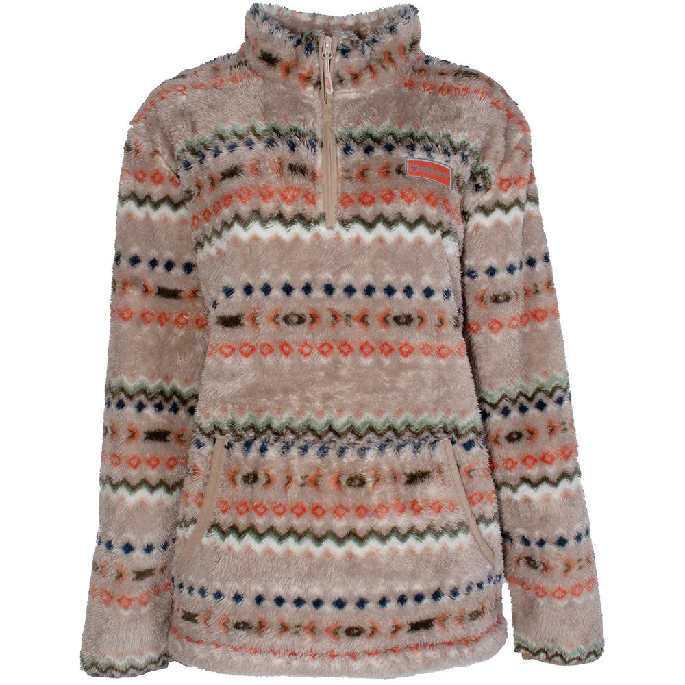 Hooey Womens Fleece Pull Over- Cream/Aztec CRAZ-S