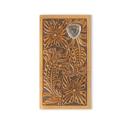 CARTERA NATURAL RODEO CON LOGO FLORAL EN RELIEVE DE ARIAT A3559748