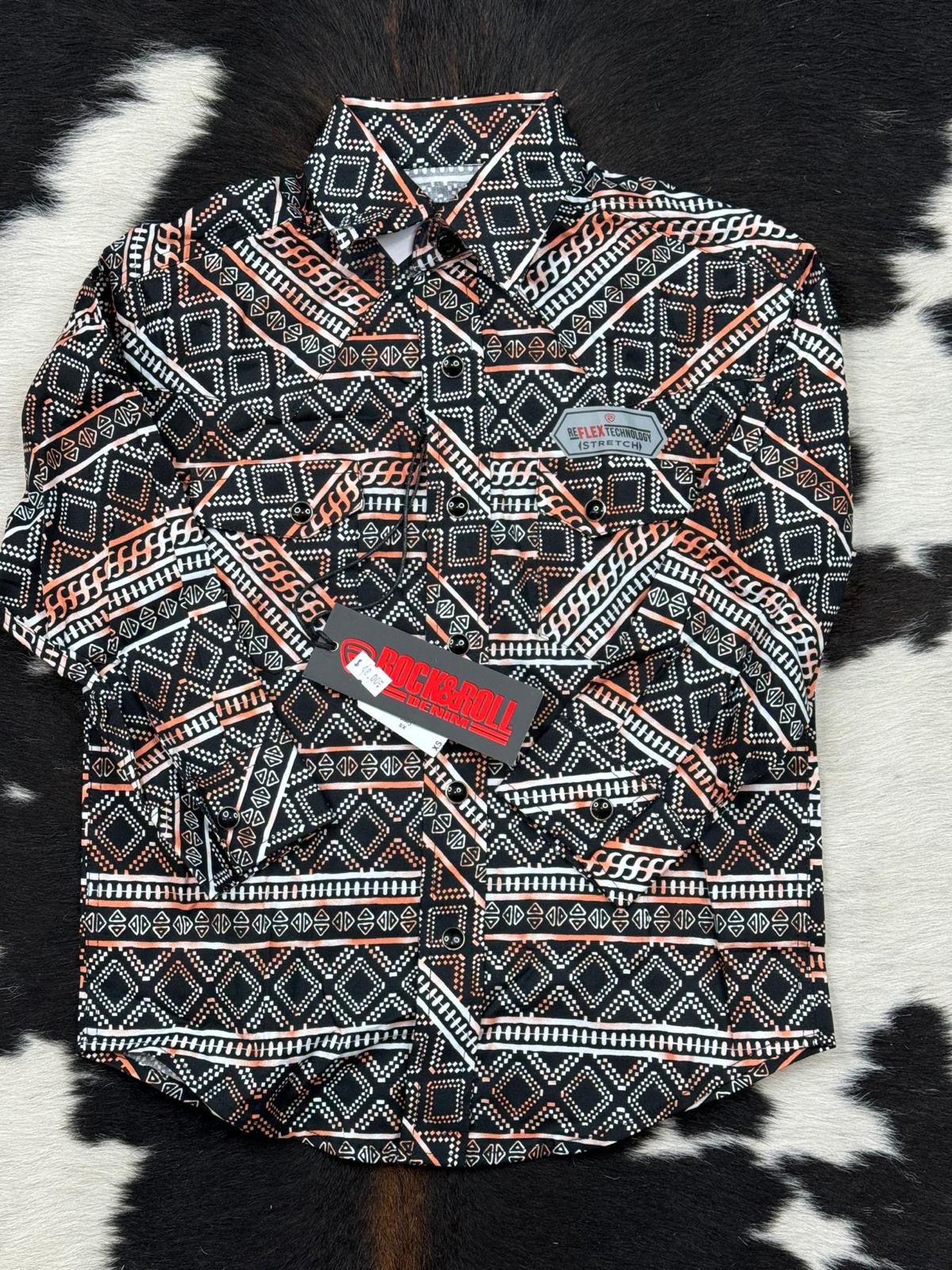 ROCK&ROLL BOYS CORAL AZTEC WOVEN LONG SLEEVE SNAP