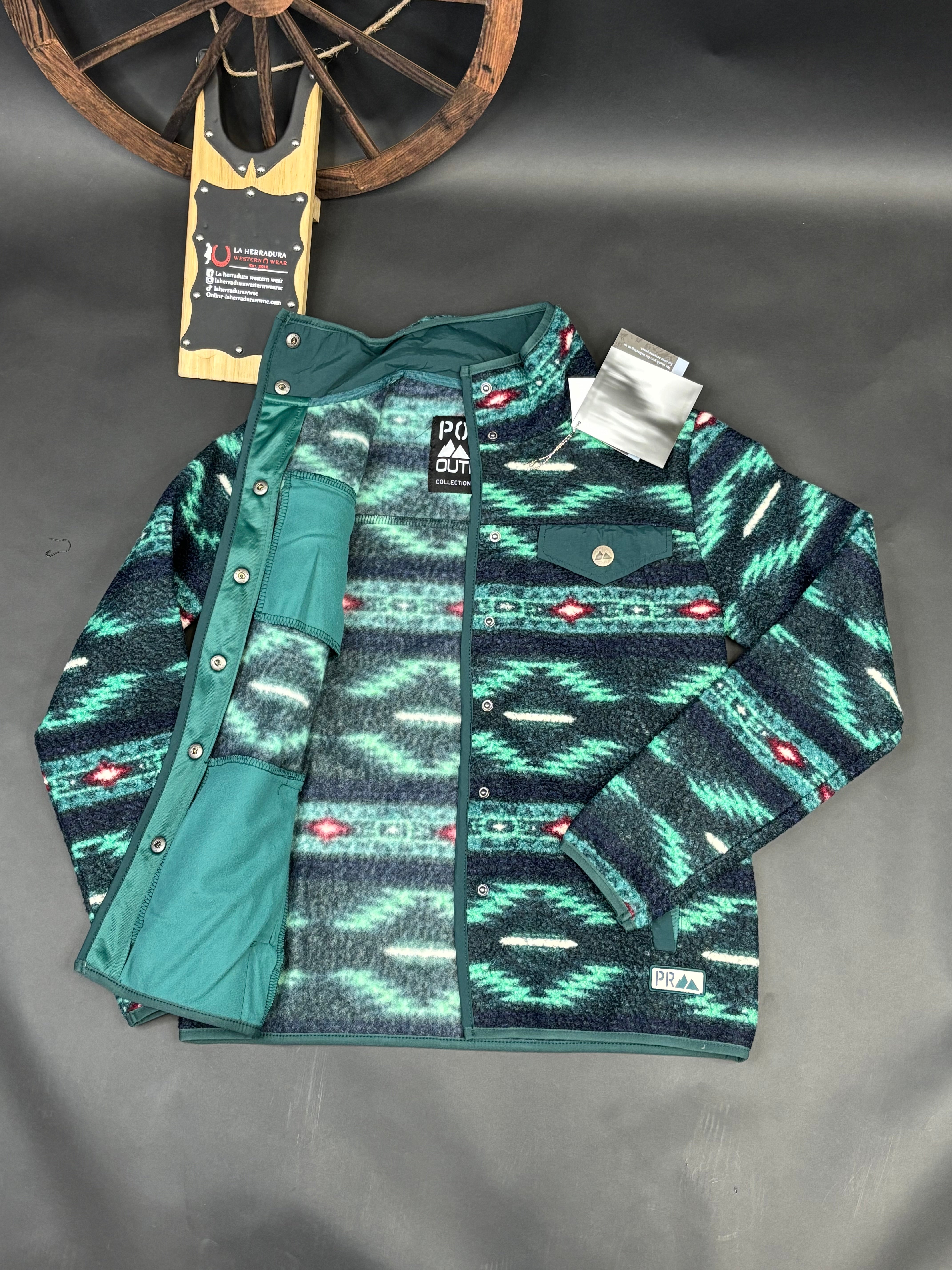 PANHANDLE TEAL PRINTED BERBER JACKET