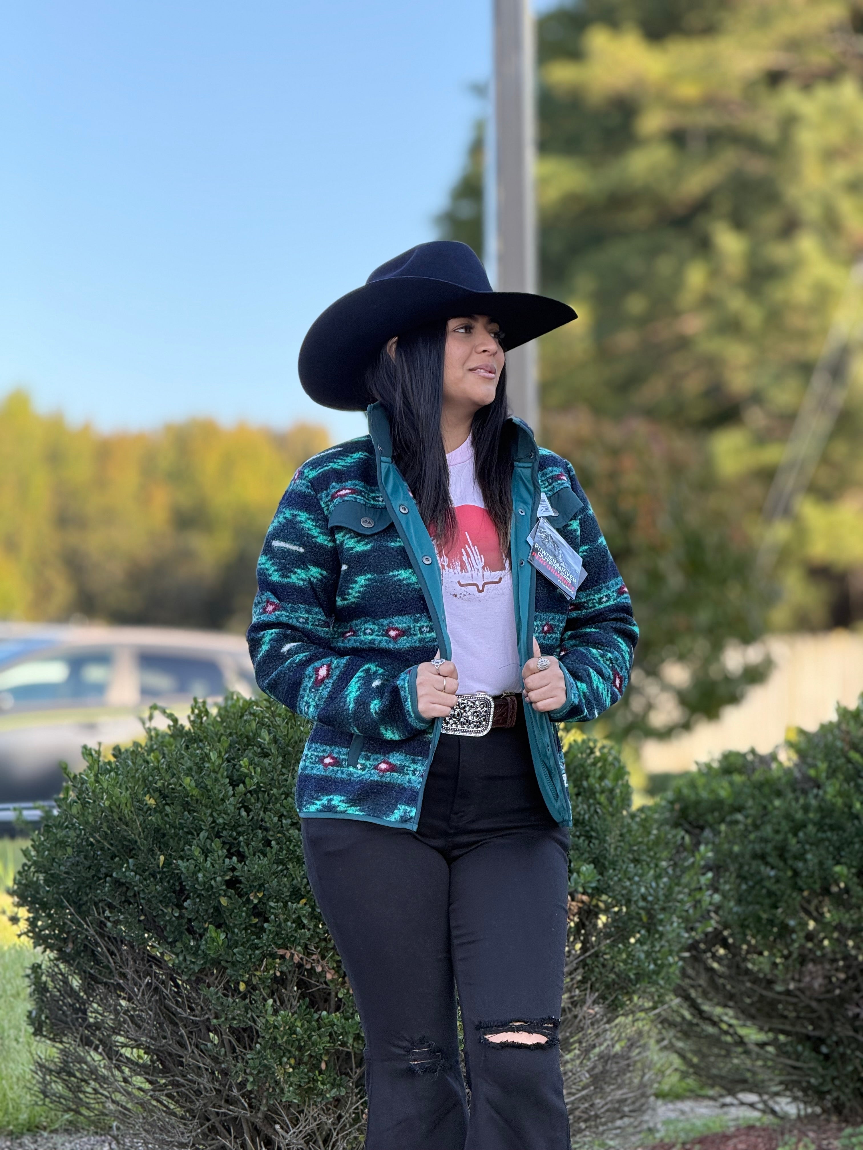 PANHANDLE TEAL PRINTED BERBER JACKET