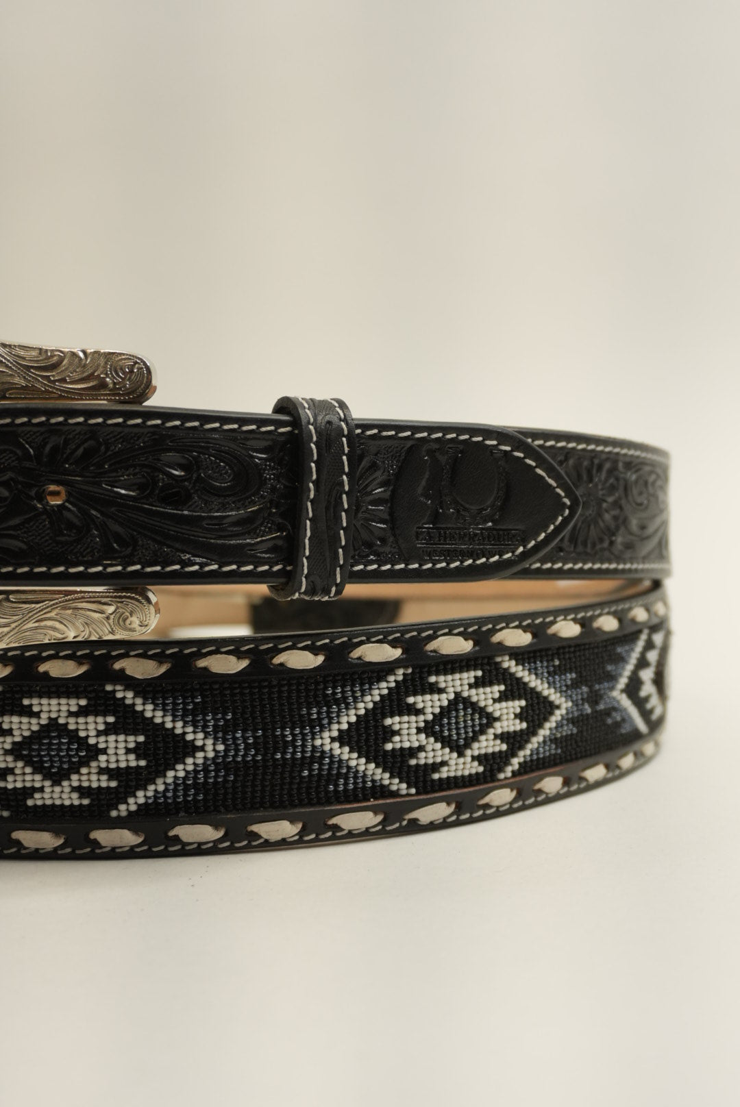 LA HERRADURA BELT BLACK/NAVY BLUE WITH WHITE NEW DESIGN