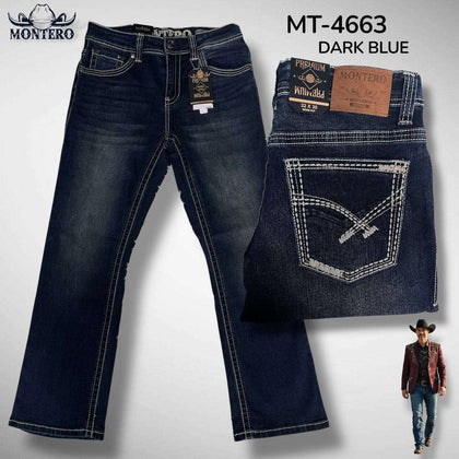 MONTERO DARK BLUE MODERN BOOT MENS JEANS - MT4663-DK