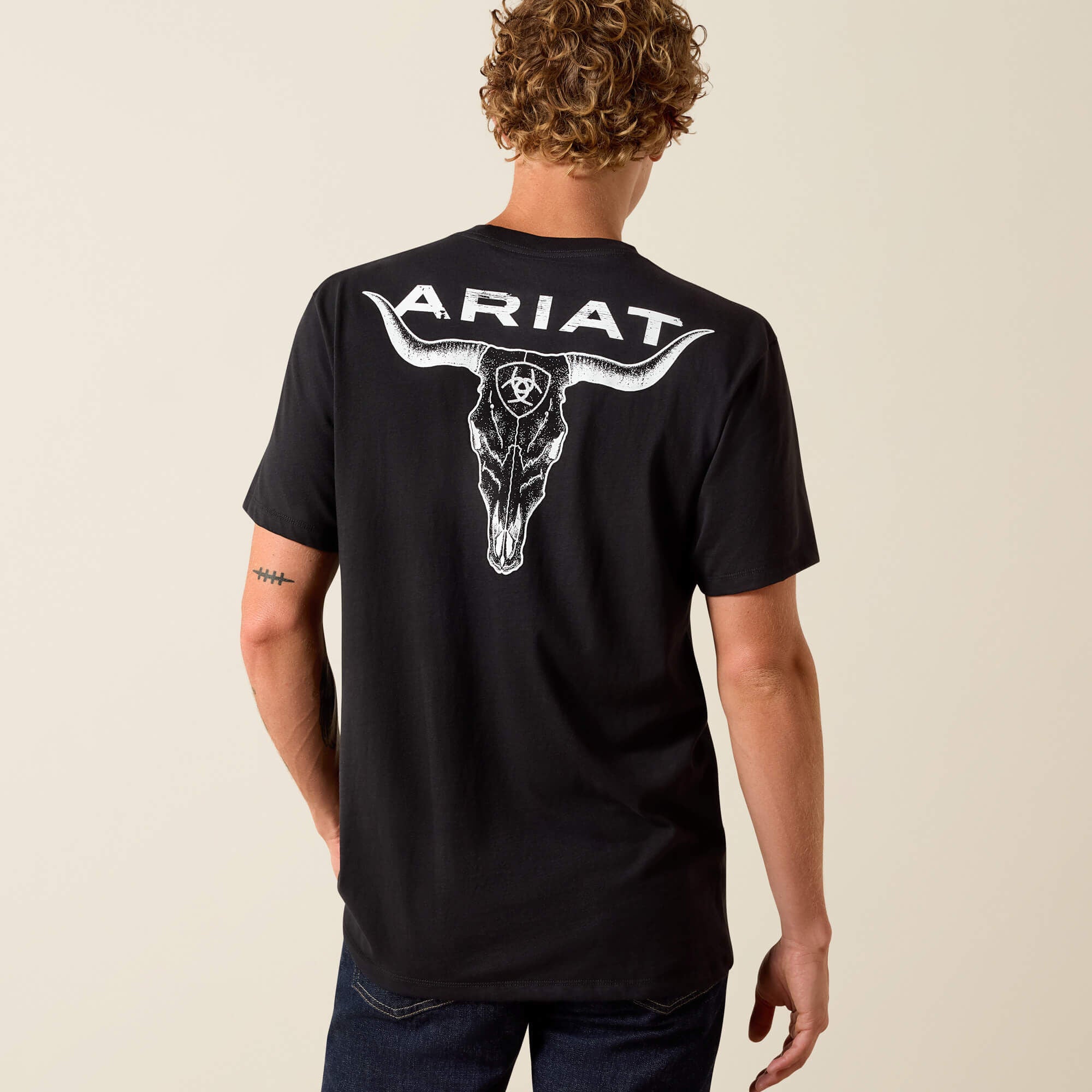 ARIAT MEN T-SHIRT STIPPLE STEER SS BLACK - 10058431