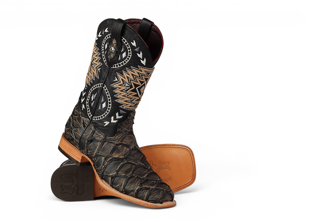 LA HERRADURA LH005 BOTAS PARA CABALLERO EXÓTICAS-RANCHERAS PESCADO MATE CAMEL PUNTA CUADRADA EE