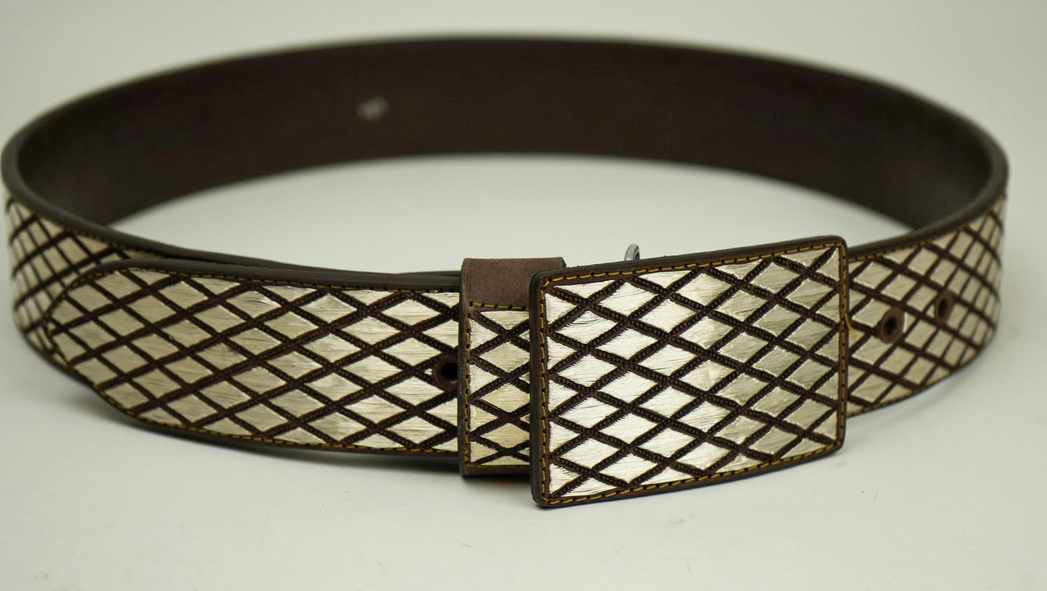 CINTO DE PLATA ROMBO LISO CHOCOLATE