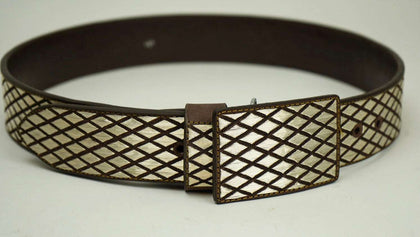 SMOOTH RHOMBUS SILVER BELT CHOCOLATE