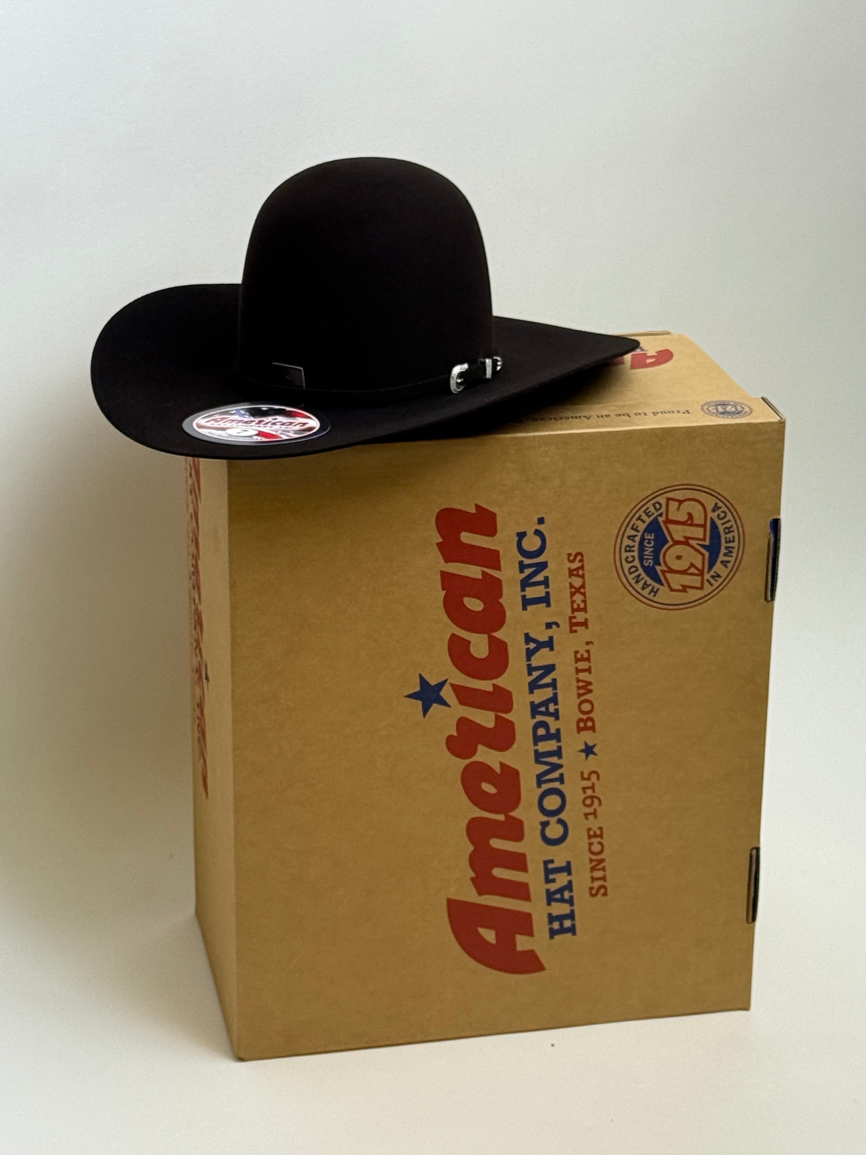 7X American Felt Hat Black Cherry Open Crown