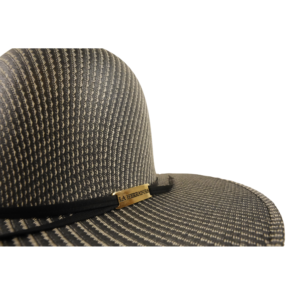 HERRADURA STRAW HAT 100X TELAR SILVER BLACK OPEN CROWN