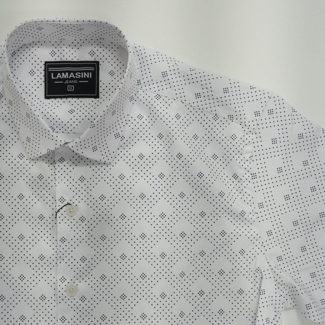 CAMISA M/CORTA LAMASINI  MICROFIBER/SPANDEX  WHITE  LAM4486