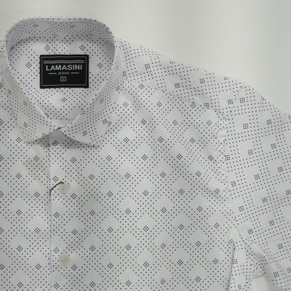CAMISA M/CORTA LAMASINI  MICROFIBER/SPANDEX  WHITE  LAM4486