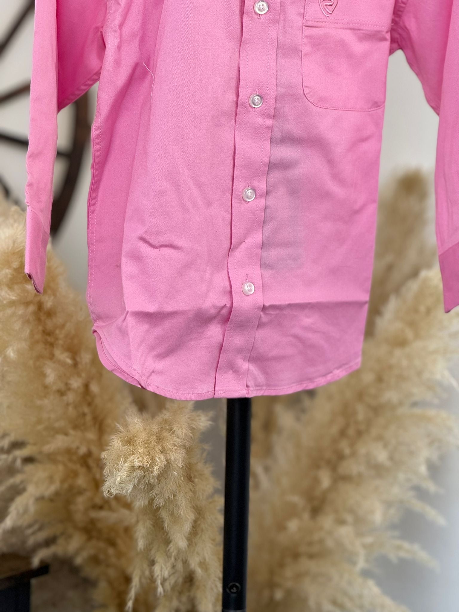 ROCK&ROLL BOYS PINK SOLID TWILL LONG SLEEVE SHIRT