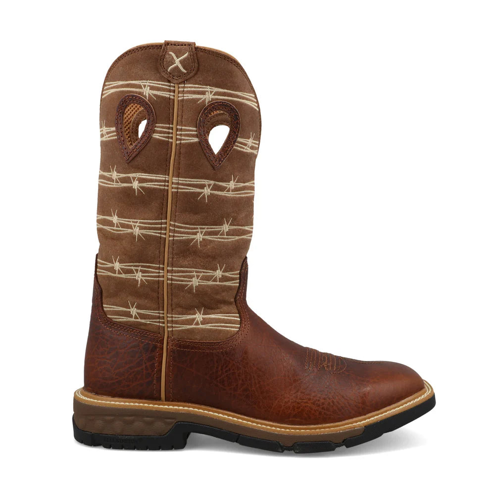 TWISTED X MENS WORK BOOTS RUSTIC BROWN & LION TAN MXB0010