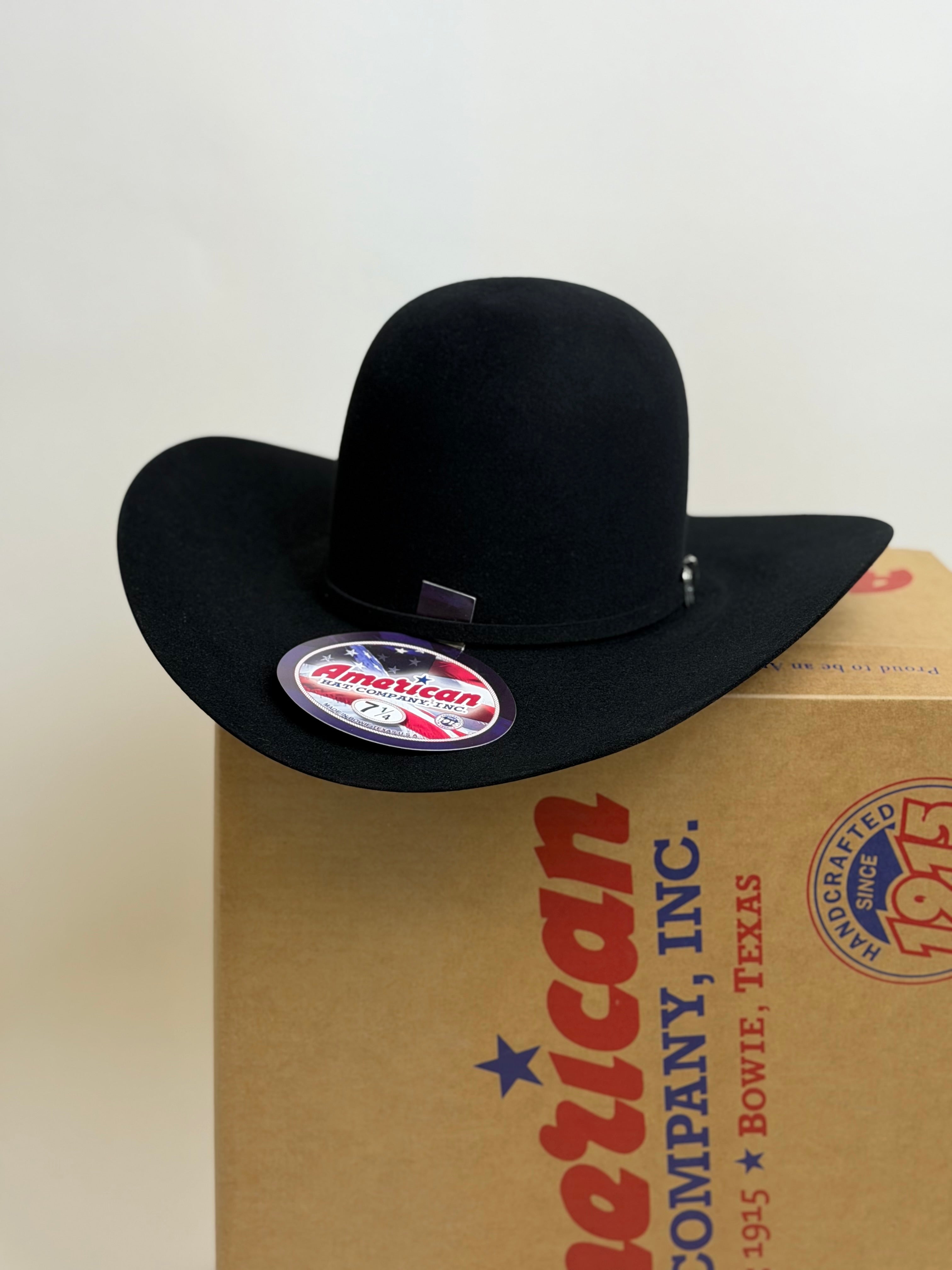 10X American Felt Hat Black Open crown