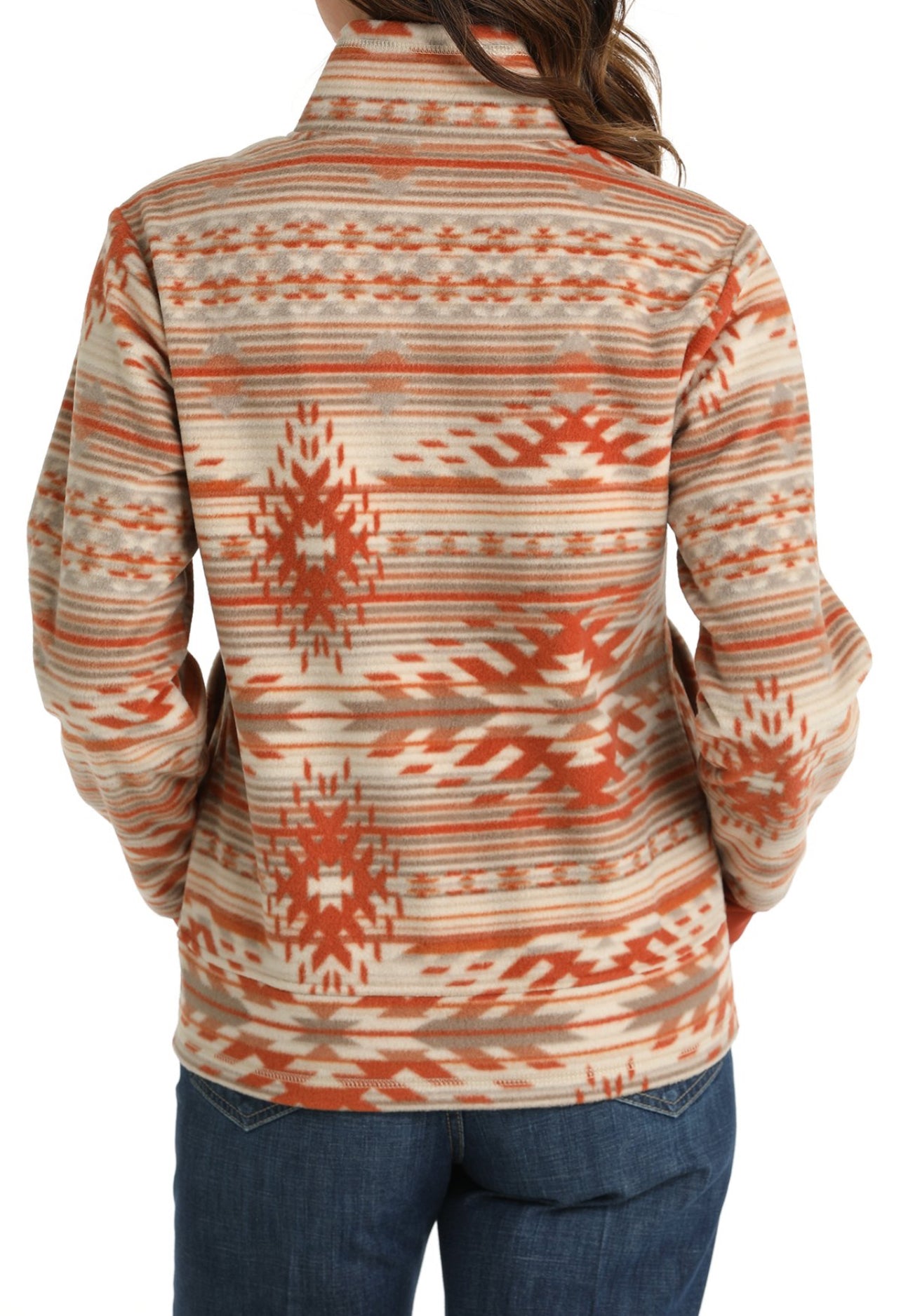 Cinch Womens Southwestern Print Fleece Stone/Gray/Coral- Jacket