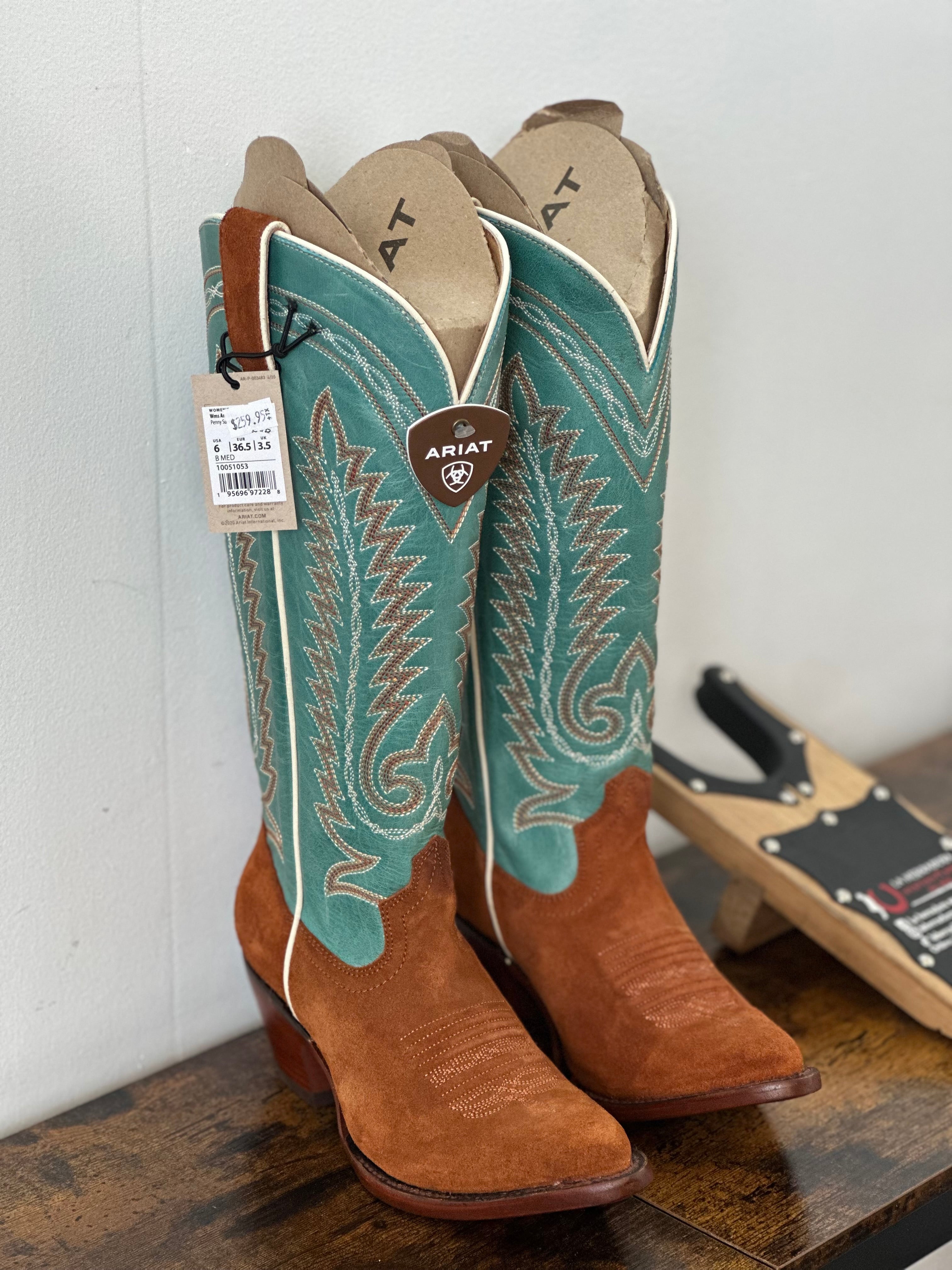 WOMENS ARIAT AMBROSE PENNY SUEDE PALE TURQUOISE