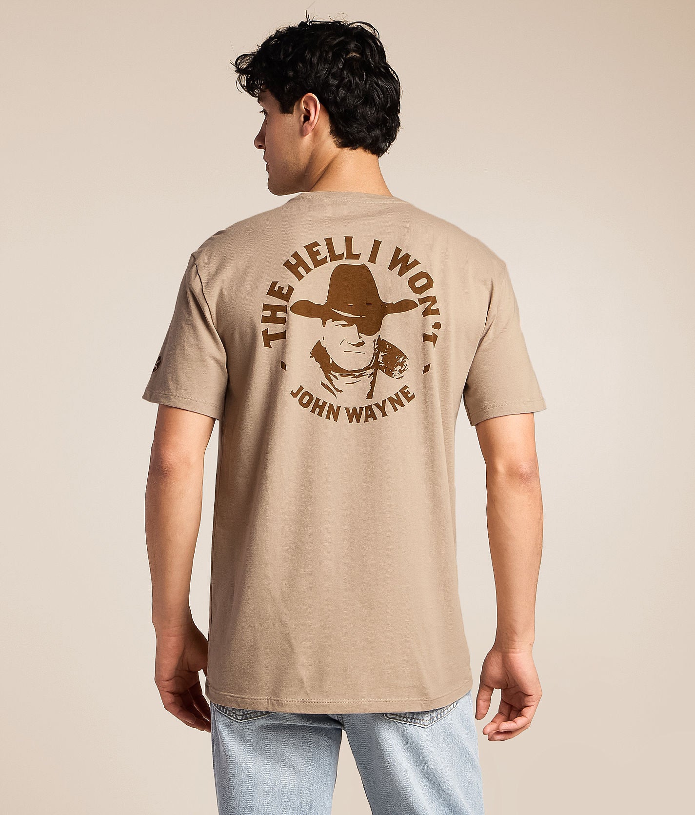 MEN HOOEY T-SHIRT TAN CREW NECK WITH JOHN WAYNE SAYING ON BACK- HT2658TN