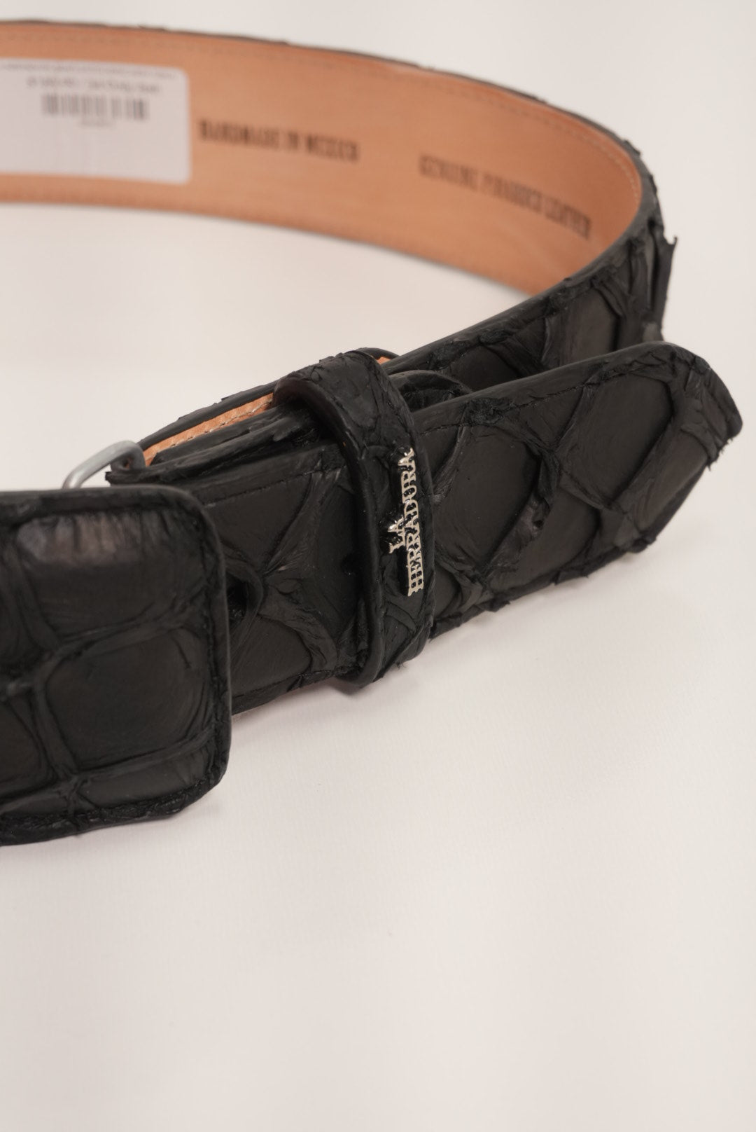 Cinturón LA HERRADURA EXÓTICO-RANCHERO para Hombre de Piel de Pescado Mate Negro