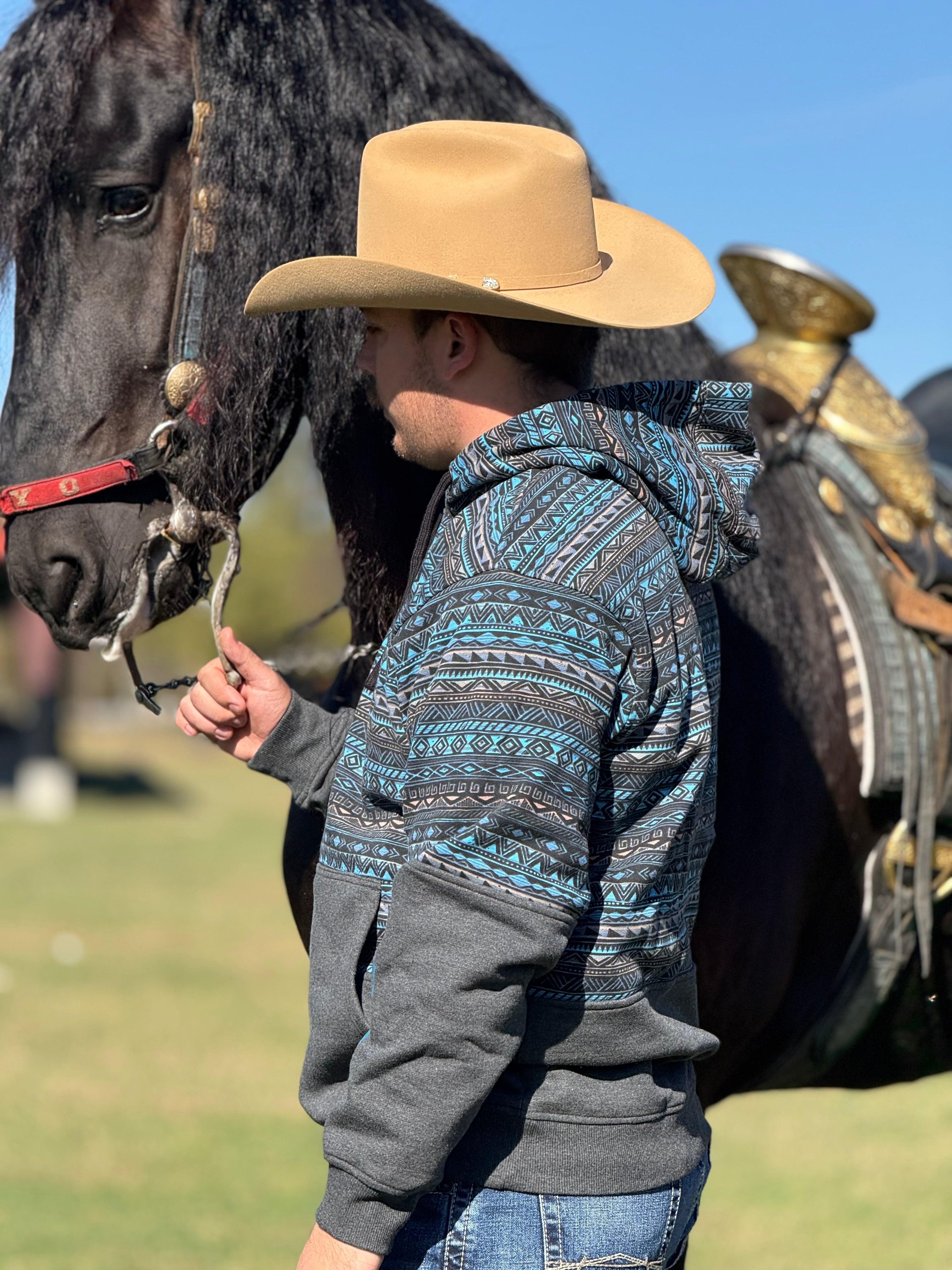 ARIAT TURQUOISE COLOR BLOCK HOOD -2450