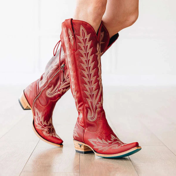 BOTA ALTA HASTA LA RODILLA LANE WOMEN LEXINGTON, CON PUNTA AFILADA, ROJO FUEGO LB0562E