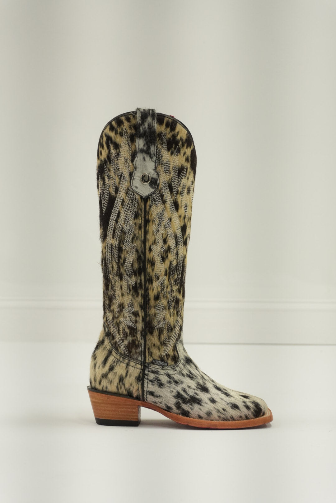 LA HERRADURA WOMEN TALL BOOT MELISSA HD COWHIDE BLANCO/NEGRO RED SQUARE TOE