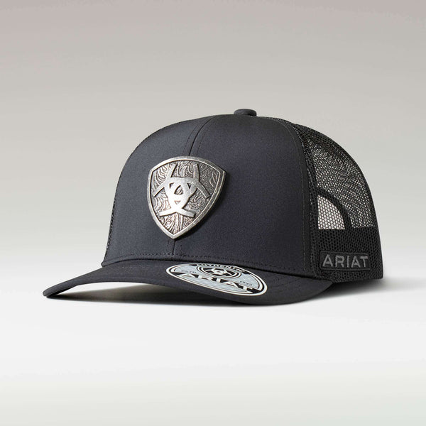 MENS METAL ARIAT SHIELD BLK CAP