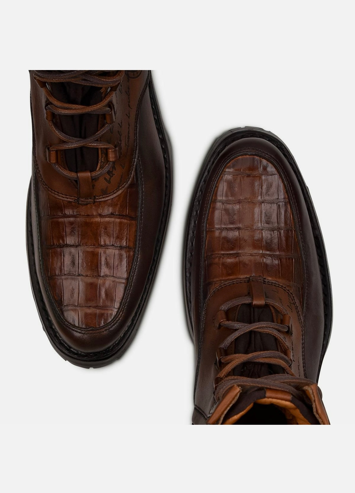 CUADRA BOOTS MEN FUSCUS COLA BELLY WOOD LACE UP & LASER ROUND TOE CU496