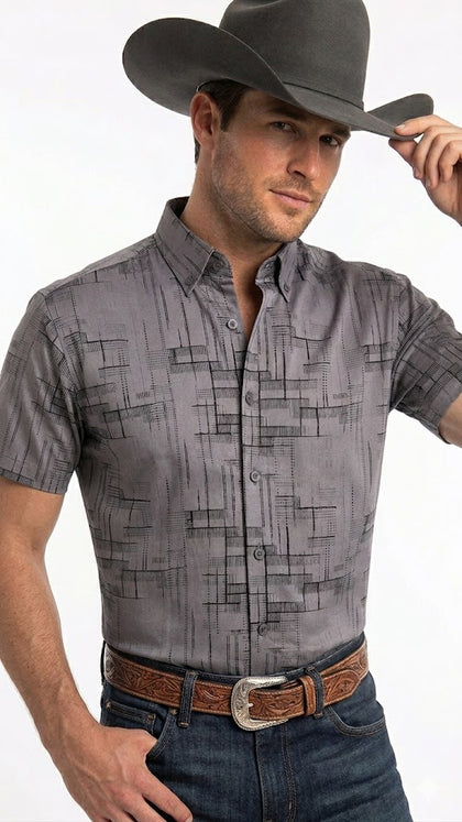 CAMISA M/CORTA LAMASINI  MICROFIBER/SPANDEX GREY  LAM4485