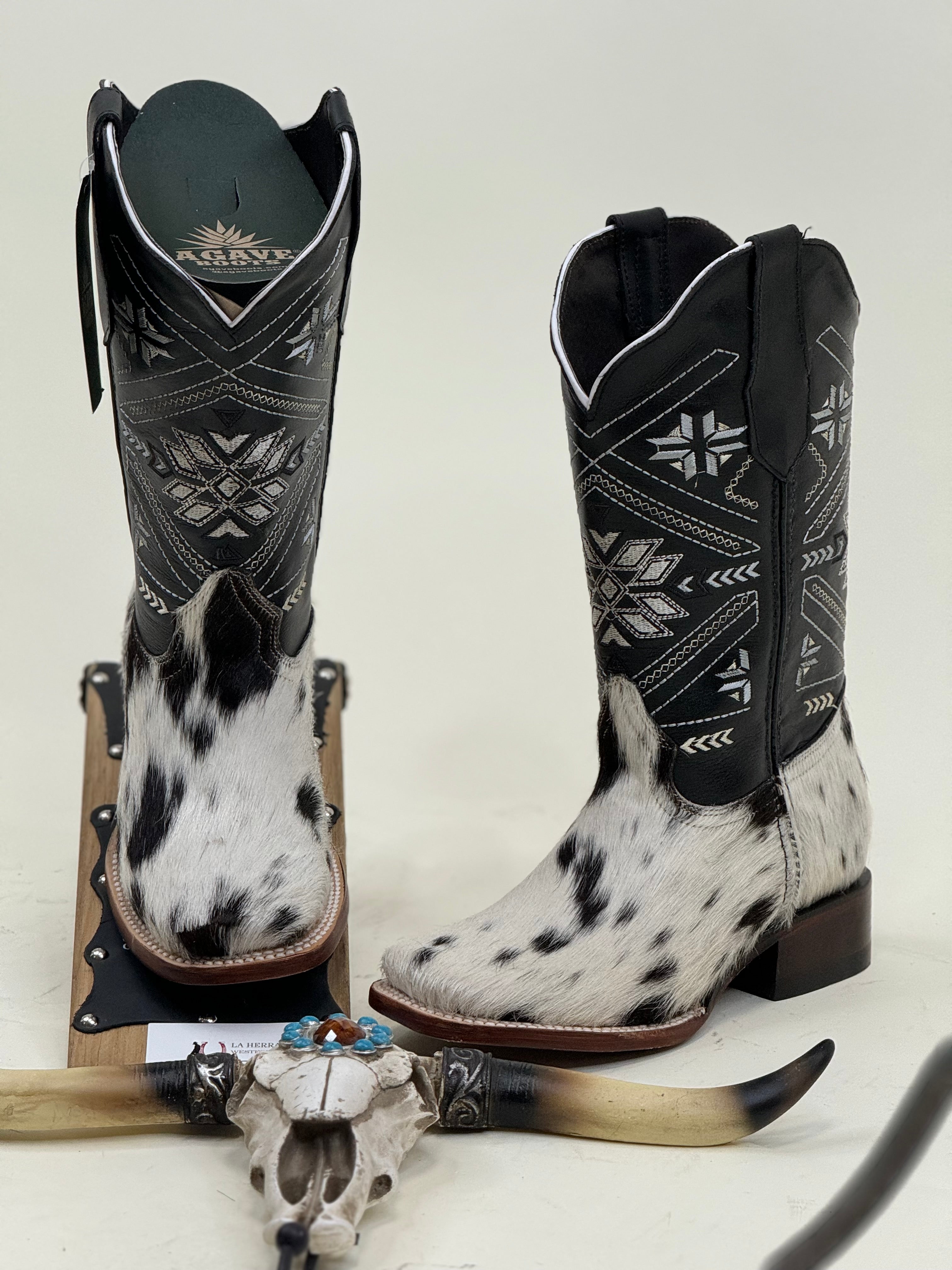 AGAVE BOOTS BLACK & WHITE COWHIDE (EVERY PAIR IS UNIQUE)