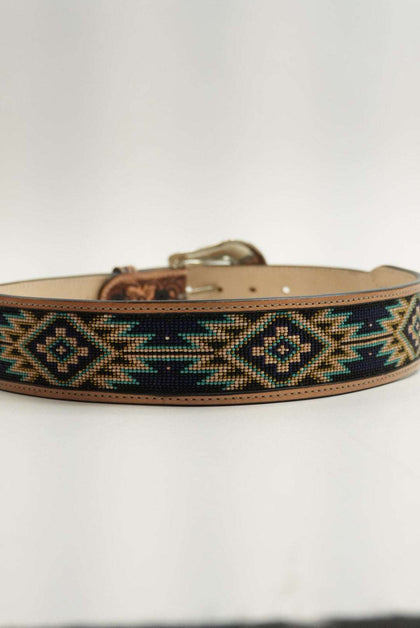 LA HERRADURA TAN AZTEC AZUL MARINO/BEIGE CINTURÓN DE DISEÑO NUEVO