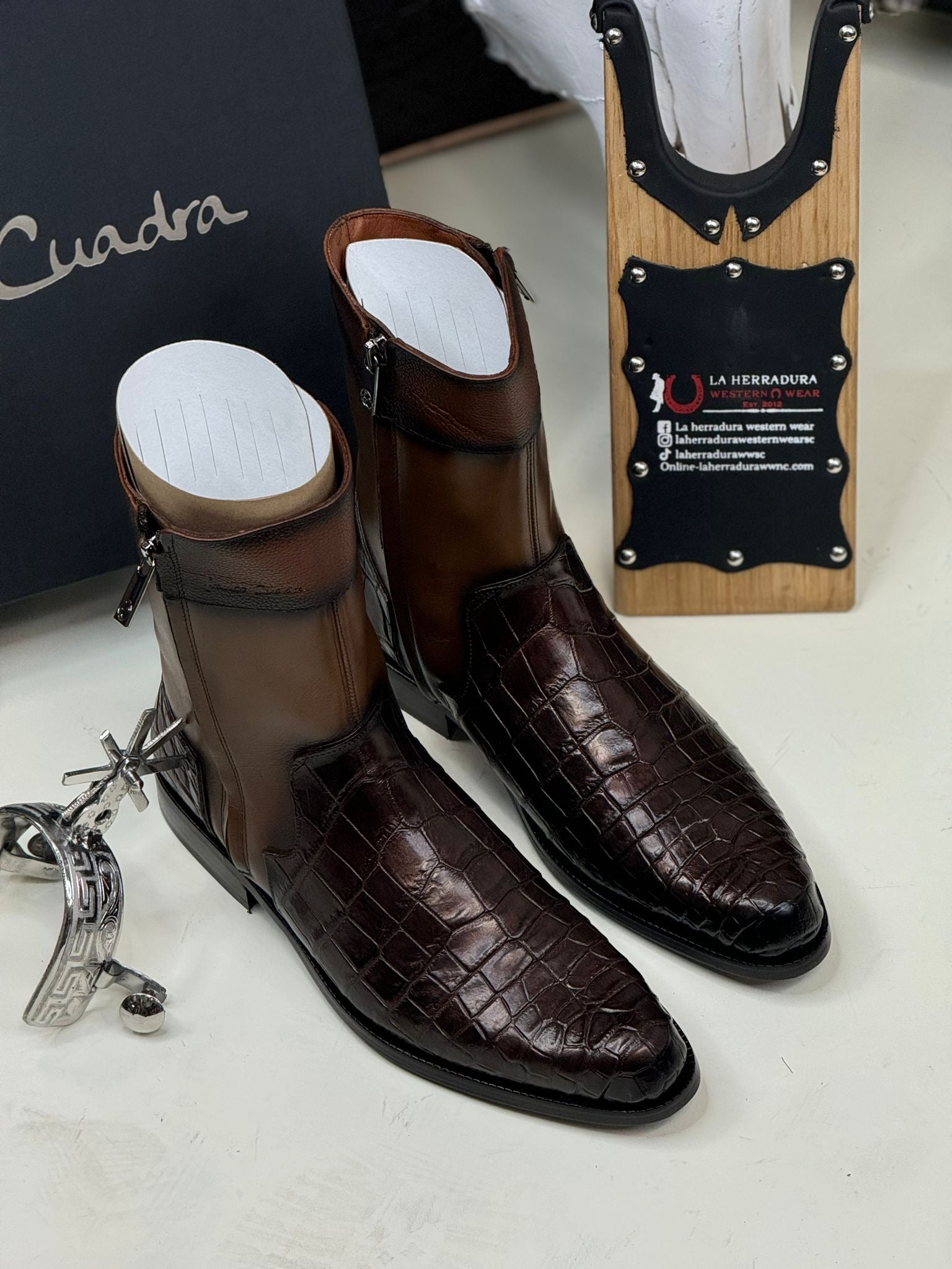 FRANCO CUADRA INCA TOBACCO NILOTICUS COCODILE SHORT BOOT