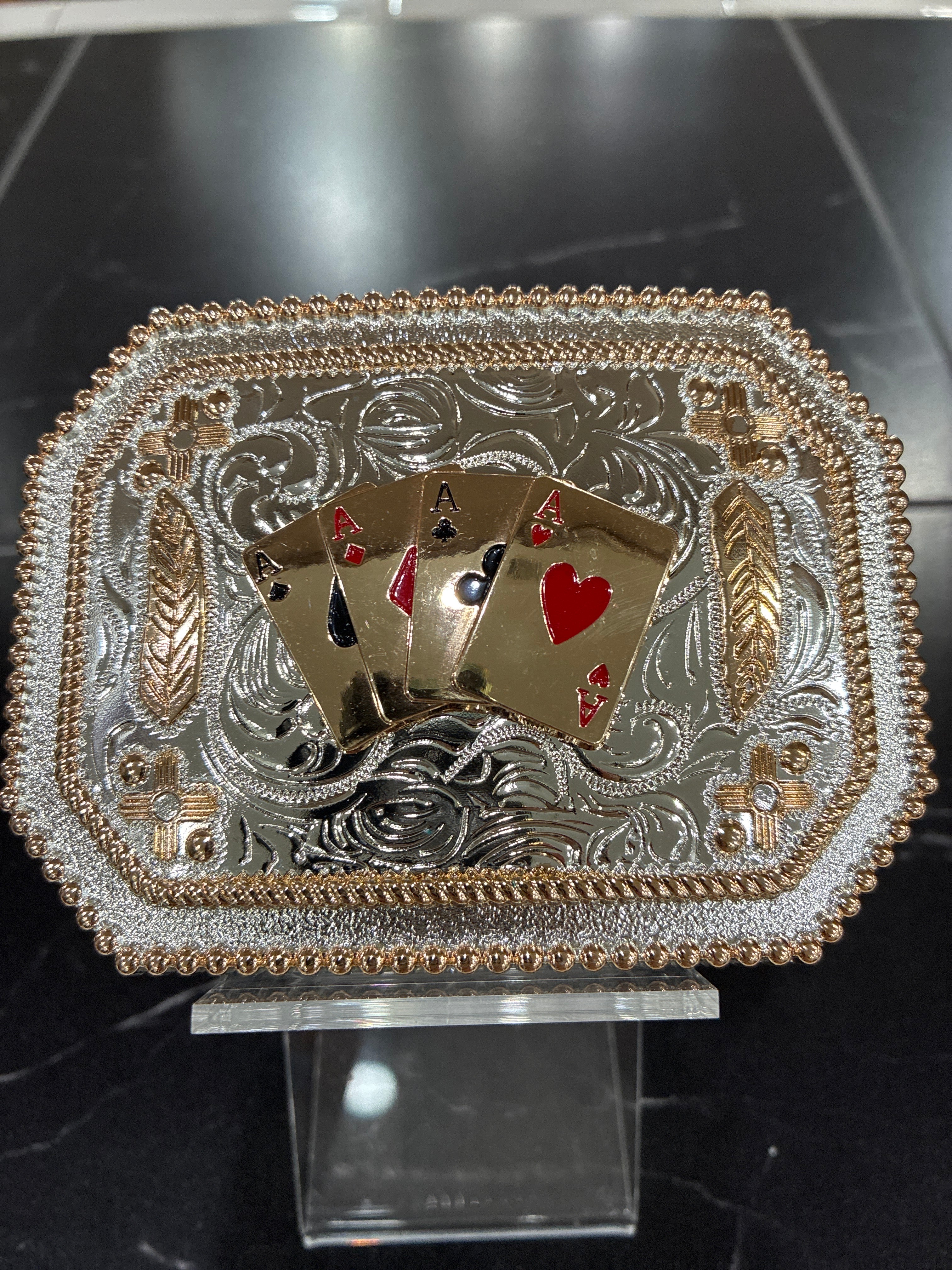 SQUARE BUCKLE ACES  GOLD SILVER