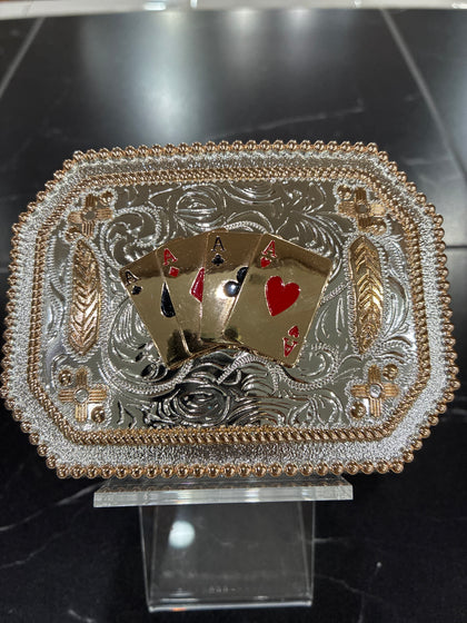 SQUARE BUCKLE ACES  GOLD SILVER