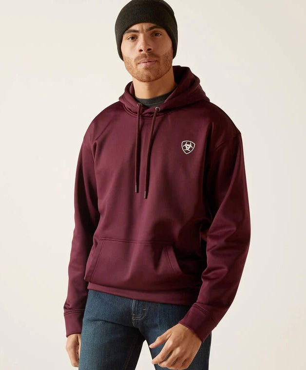 ARIAT HOODIE LOGO TEK FLEECE HOOD MALBEC HEATHER 10046248