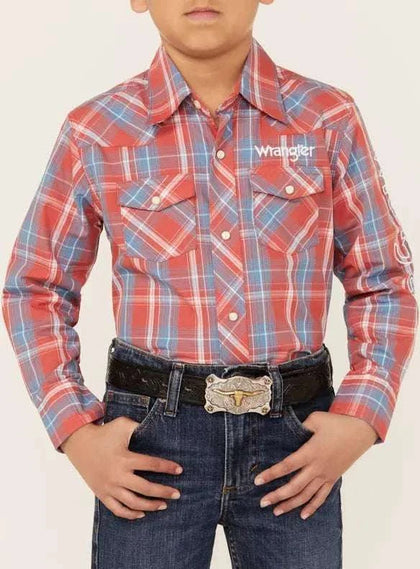 BOY'S WRANGLER LONG SLEEVE SHIRT RED 112344422