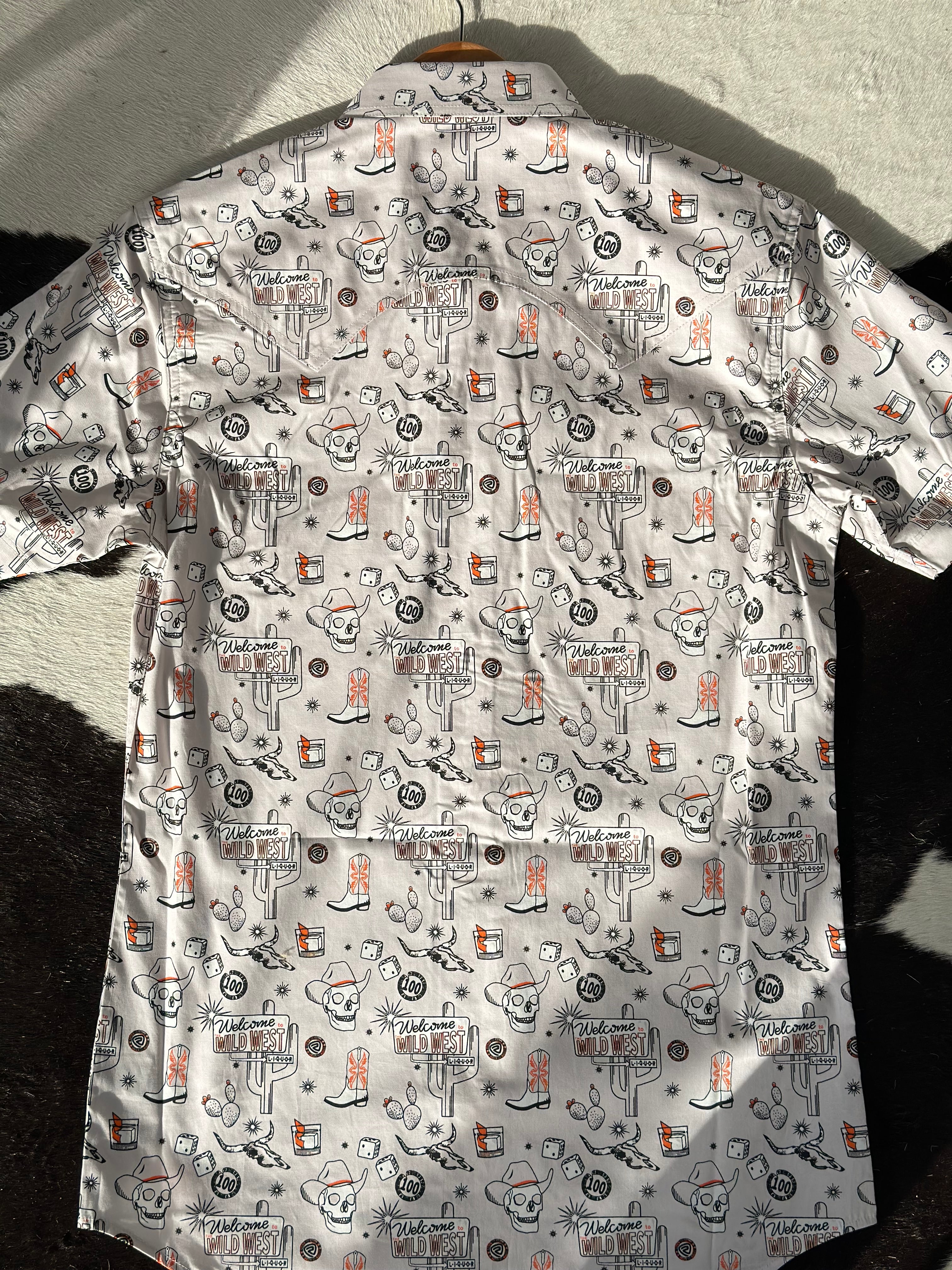 ROCK&ROLL ORANGE TATTOO GRAPHIC SNAP SHORT SLEEVE SHIRT