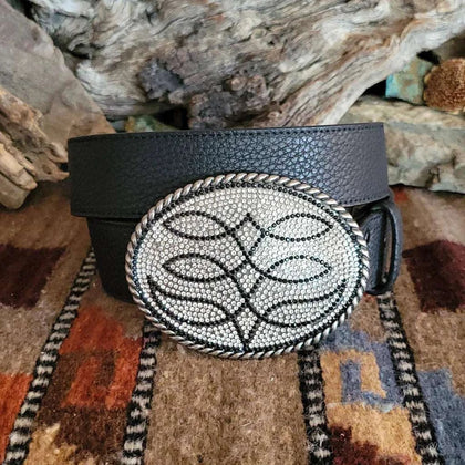 ANGEL RANCH BLACK BELT WITH ROUND RHINESTONES BUCKLE D140010401