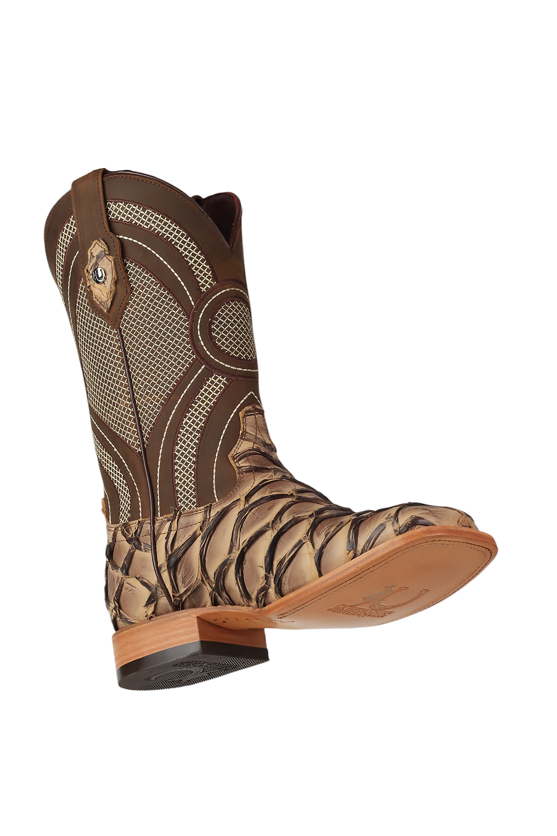 LA HERRADURA LH008 BOTAS DE HOMBRE EXÓTICAS-RANCHERAS PESCADO TOSTADO CLARO PUNTA CUADRADA EE