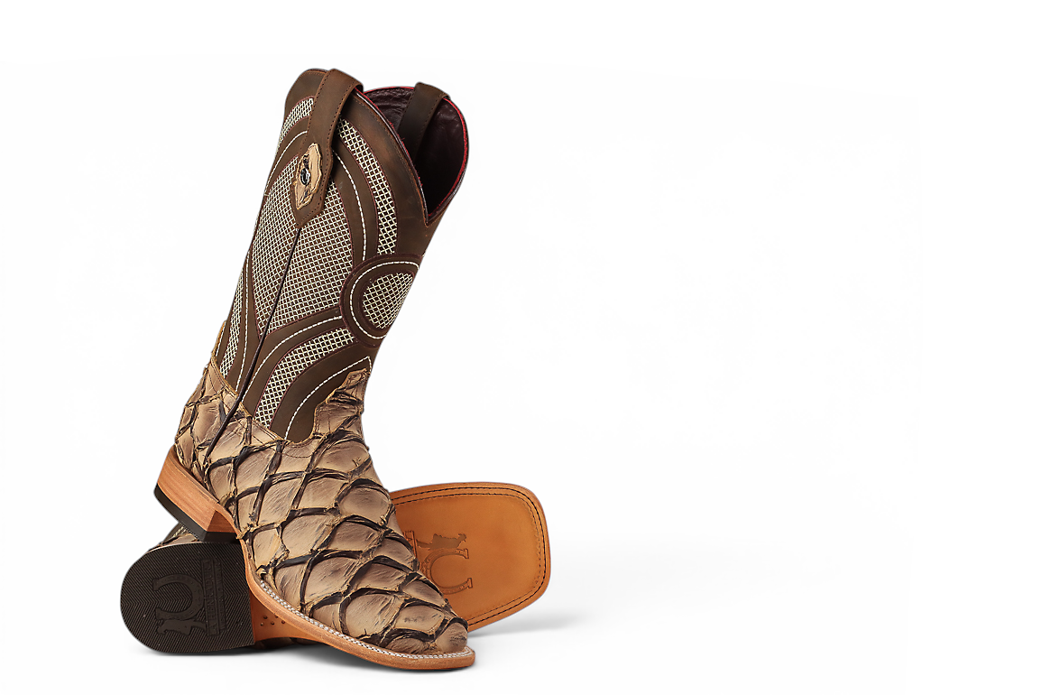 LA HERRADURA LH008 BOTAS DE HOMBRE EXÓTICAS-RANCHERAS PESCADO TOSTADO CLARO PUNTA CUADRADA EE