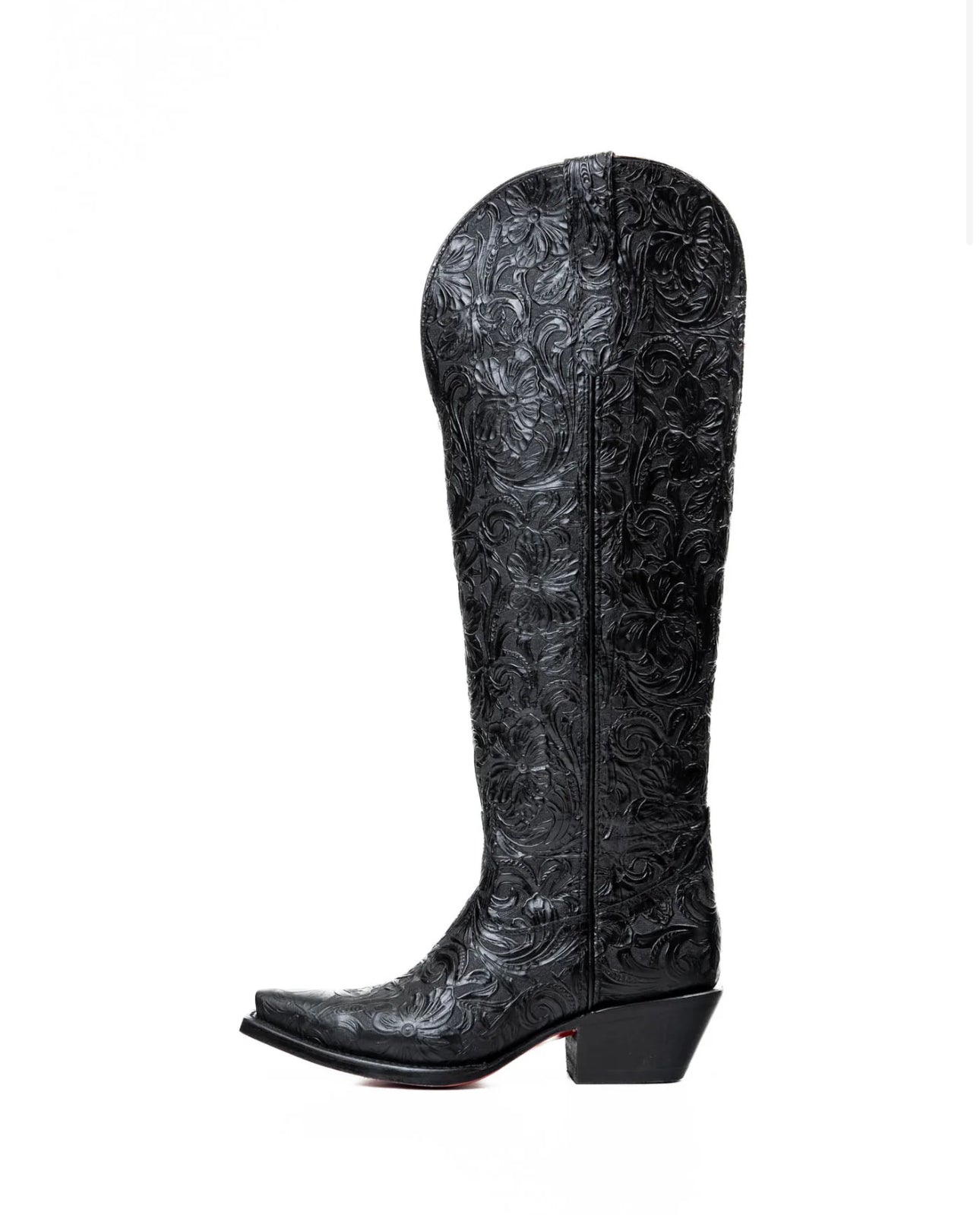 ROCKEM WOMEN TALL BOOT NANCY HD CINCELADO NEGRO SNIP TOE RED BOTTOM