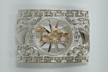 HEBILLA CUADRADA GINETE PLATA Y ORO